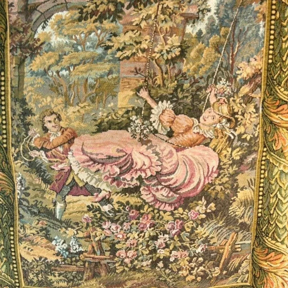 Vintage Fine Art Tapestry Fragonard The Swing Wall‎ Hanging Woven By Sea Gull
